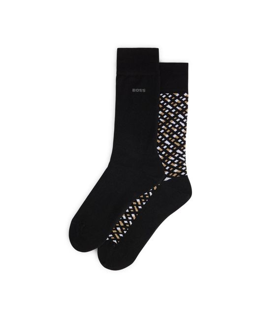 Boss Black 2 Pack Regular Monogram Socks for men