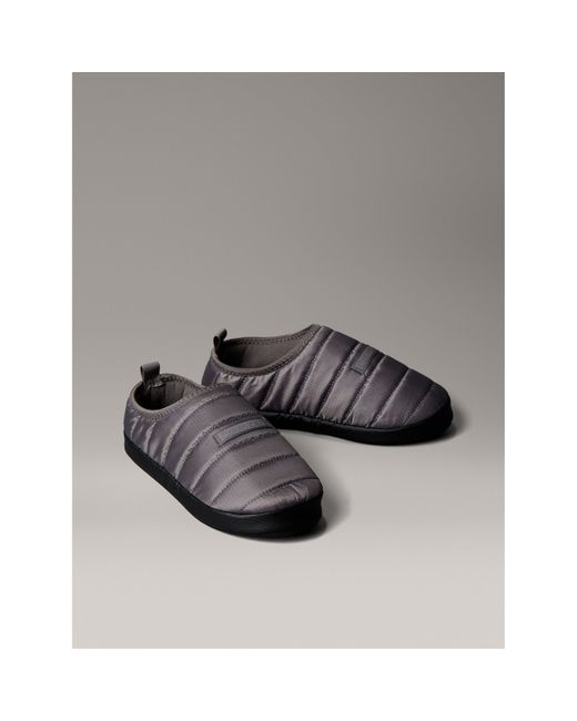 Calvin Klein Gray Puffer Moccasin Slippers for men