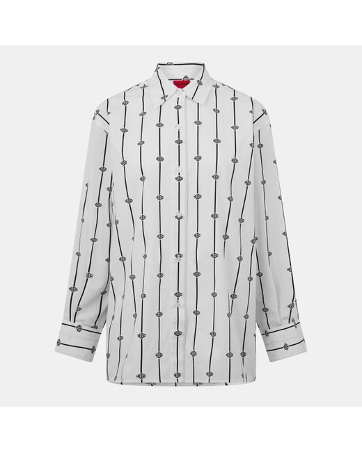 HUGO White Eskil Long Sleeve Patterned Shirt