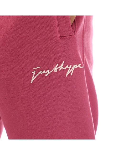 Hype Red Adults Cargo Closed Hem Fleece Joggers