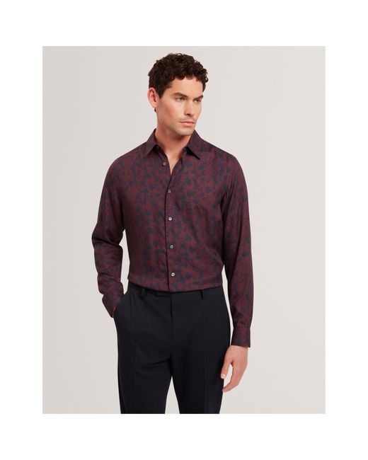 Ted Baker Purple Floral Long-Sleeve Patterned Shirt for men