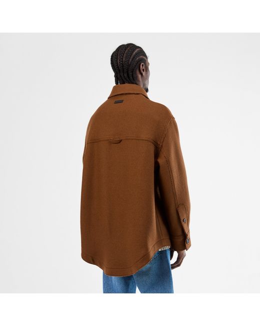 AMI Brown Wool Structured Overshirt for men
