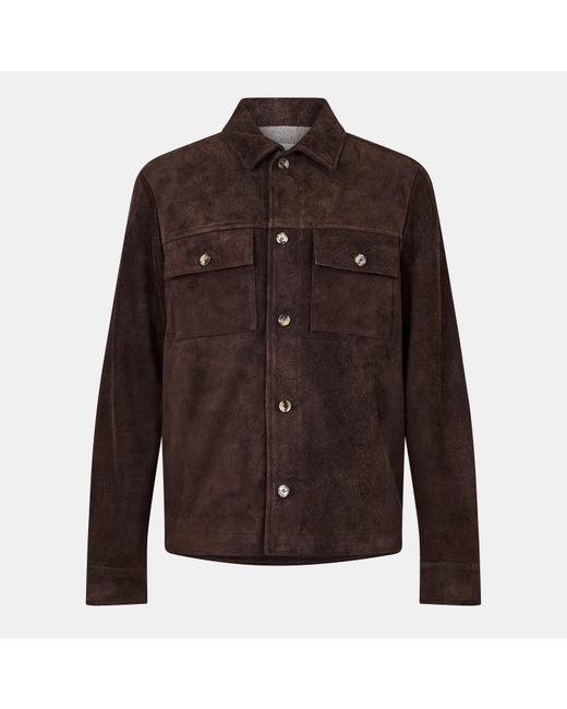 Jacob Cohen Brown Suede Bomber Leather Jacket for men