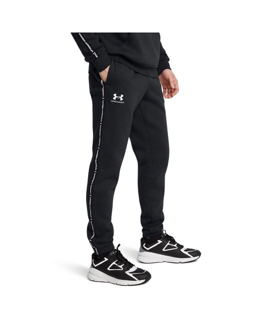 Under Armour Blue Icon Taping Closed Hem Fleece Joggers for men