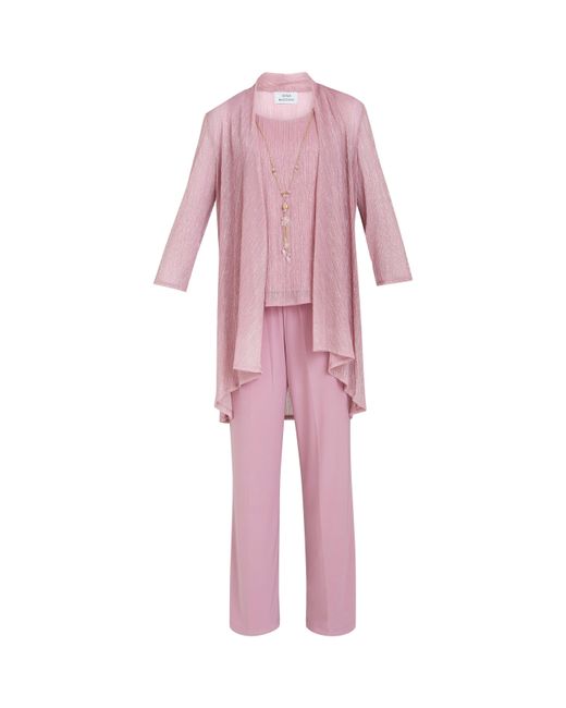 Gina Bacconi Pink Natasha 3 Piece Metallic Trouser Suit