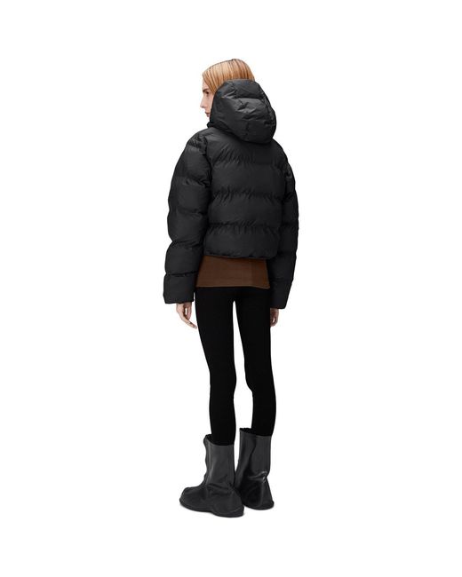 Rains Black Alta Water-Resistant Quilted Short Puffer Jacket