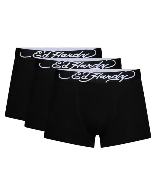 Ed Hardy Black 3 Pack Boxer Briefs for men