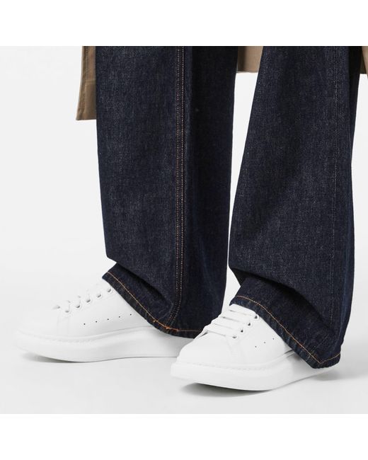 McQueen White Logo Print Leather Oversized Trainers