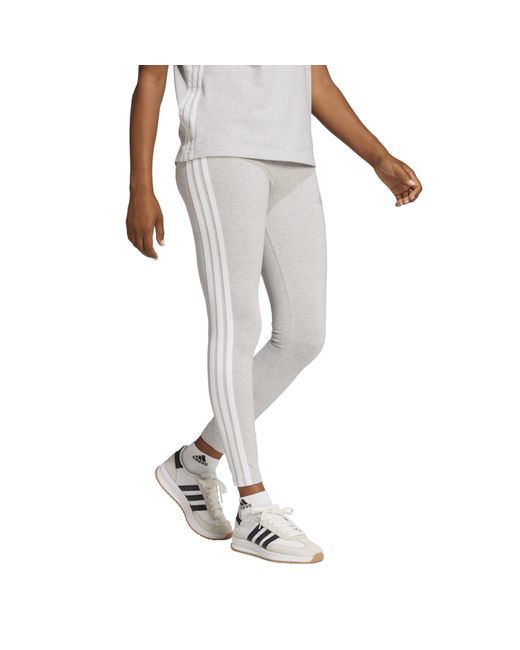 Adidas Gray Essentials 3 Stripe Leggings