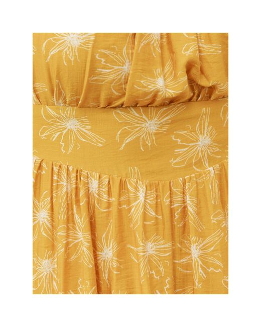 Lovedrobe Yellow Floral Elasticated Square Neck Mini Dress