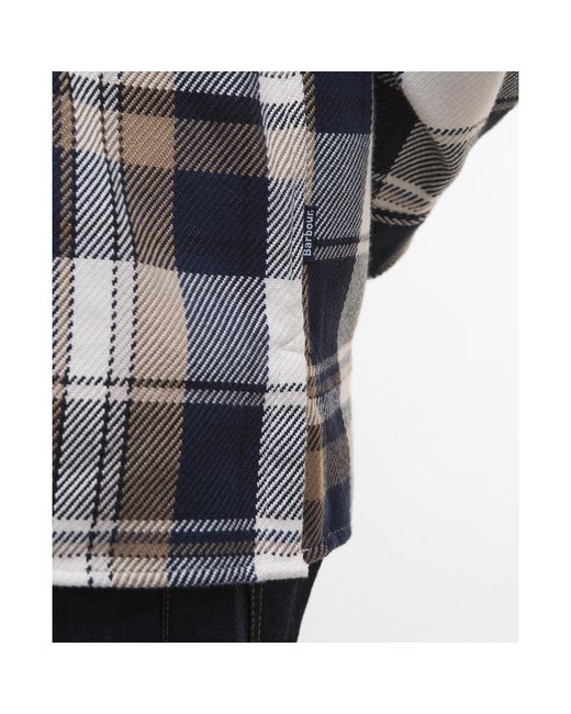 Barbour Gray Grasmoor Check Pattern Corduroy Collar Long Sleeve Overshirt for men