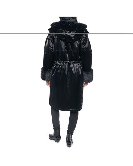 DKNY Black Faux Fur Lngjkt Ld64