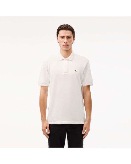 Lacoste White Classic Fit L.12.12 Heavy Piqué Polo for men