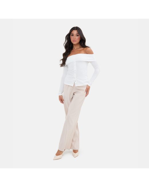 I Saw It First White Popper Front Bardot Top