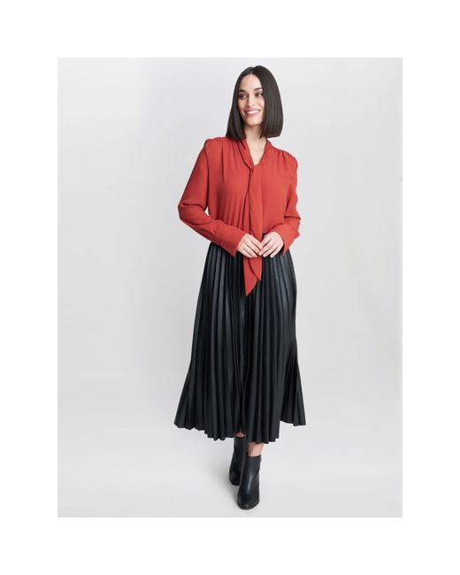 Gina Bacconi Blue Tatiana Pleated Pu Skirt