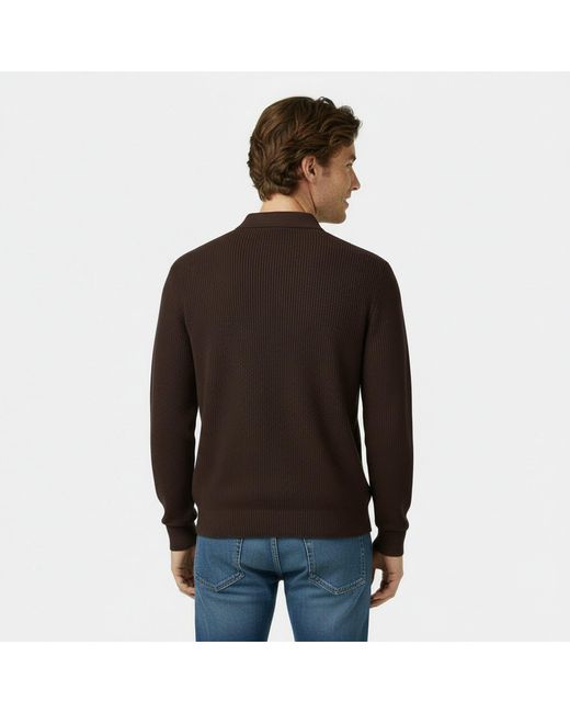 Jack Wills Brown Ls Button Knit Polo for men