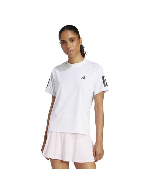 Adidas White Club 3-Stripes Tennis Climacool T-Shirt