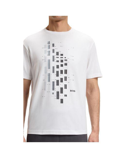 Boss White Hbg Grx Degradé Geometric Print T-Shirt for men