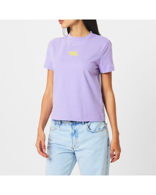 Calvin Klein Purple Short Sleeve Flocked Logo Cotton T-Shirt