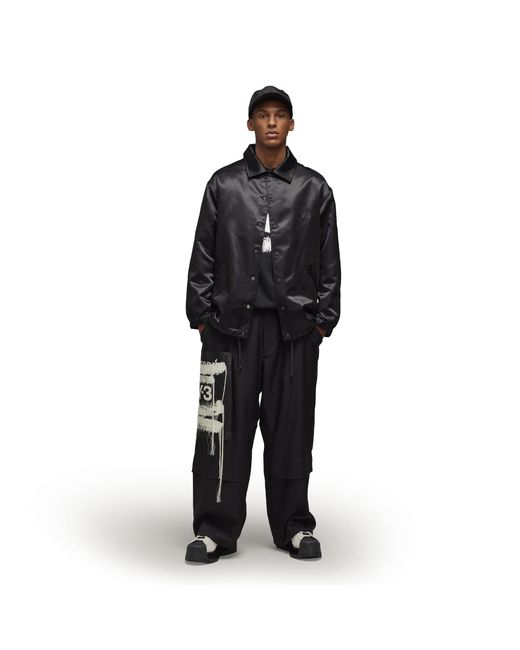 Y-3 Black Graphic Long Sleeve Coach Jacket for men