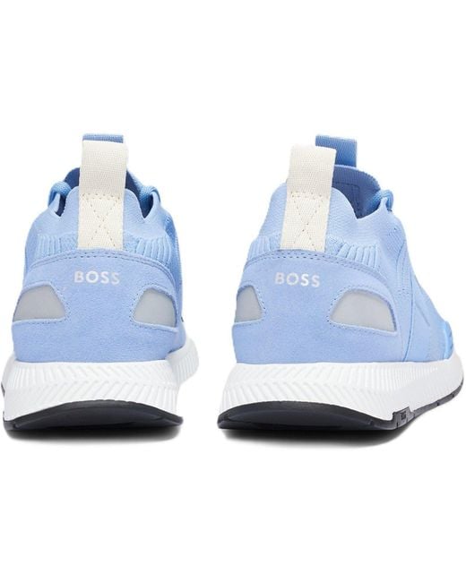 Boss Blue Titanium Knit Trainers, Comfortable Design for men