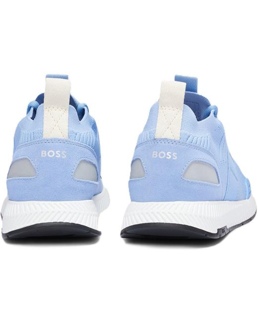 Boss Blue Titanium Knit Trainers, Comfortable Design for men