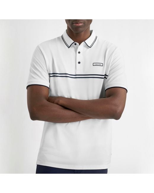 Calvin Klein White Short Sleeve Performance Polo Shirt for men