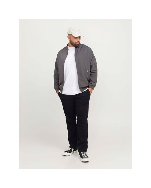 Jack & Jones Gray Rush Bomber Jacket for men