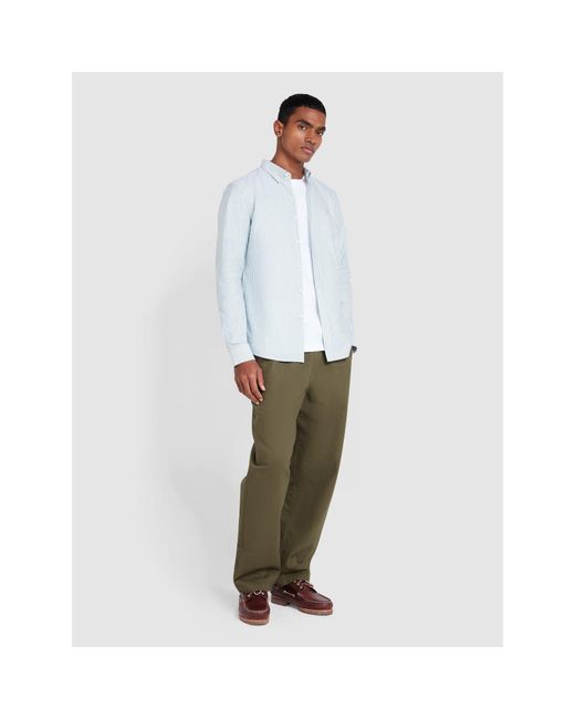 Farah White Long Sleeve Patterned Shirt for men