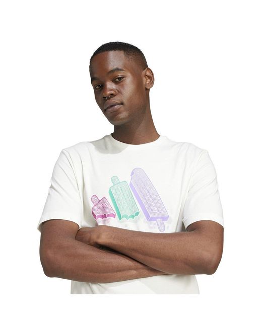 Adidas White Graphic Logo T-Shirt for men