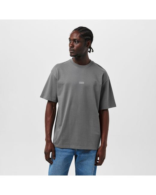 HUGO Gray Printed Logo Back T-Shirt With Mcmxciii Text for men