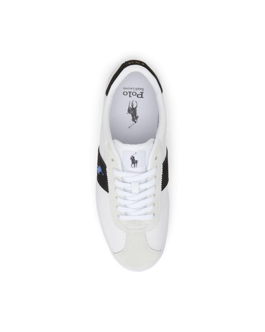 Polo Ralph Lauren White Court Vulc Leather Suede Trainers for men