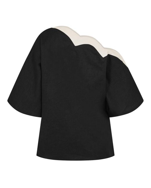 Never Fully Dressed Black Scallop Tilly Top