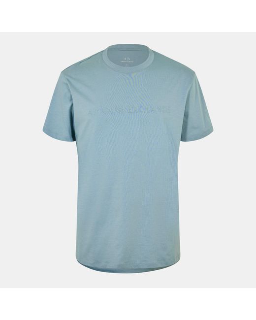 ARMANI EXCHANGE Blue Embossed Logo T-Shirt for men