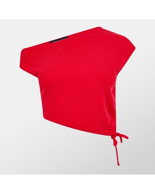 Missy Empire Red Off The Shoulder Ruched Crop Top