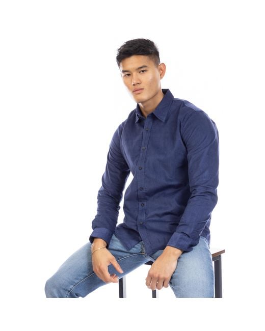 Peter Werth Blue W Douglas Long Sleeve Shirt for men