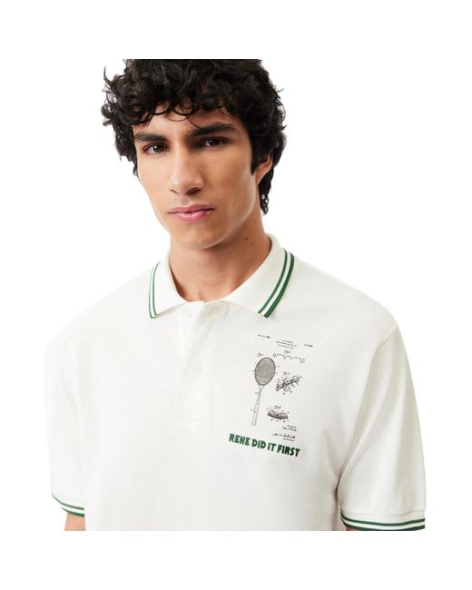 Lacoste White Short Sleeve Polo Shirt for men