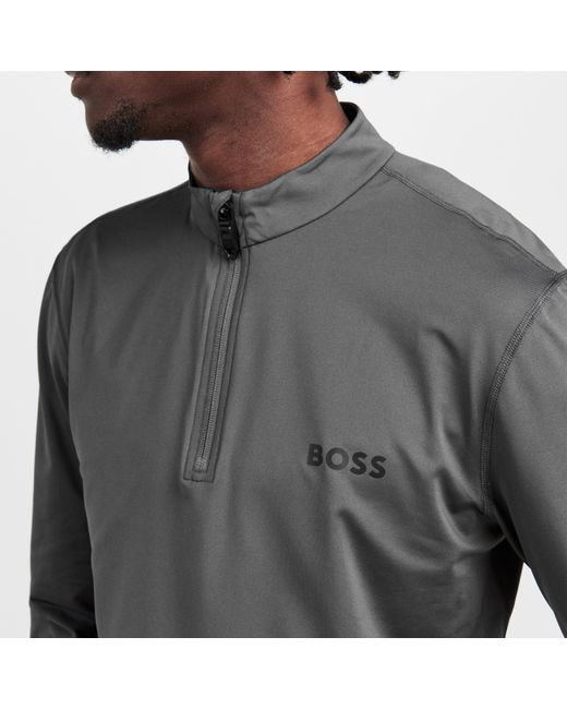 Boss Gray 1/4 Zip Performance Tracksuit Top for men