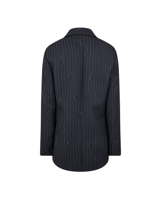 Off-White c/o Virgil Abloh Blue Wool-Mix Structured Raw-Edge Suit Jacket