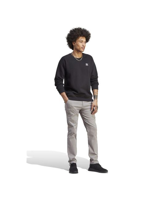 Adidas Originals Black Trefoil Essentials Crewneck Sweatshirt for men