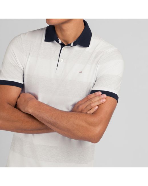 Eden Park White Striped Short-Sleeved Polo Shirt for men