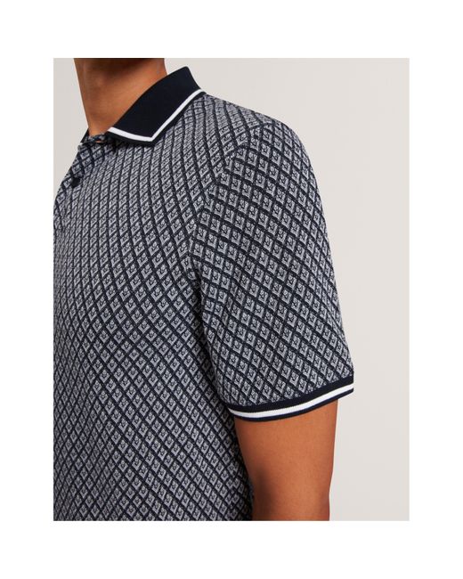Ted Baker Blue Texture Short Sleeve Polo Shirt for men