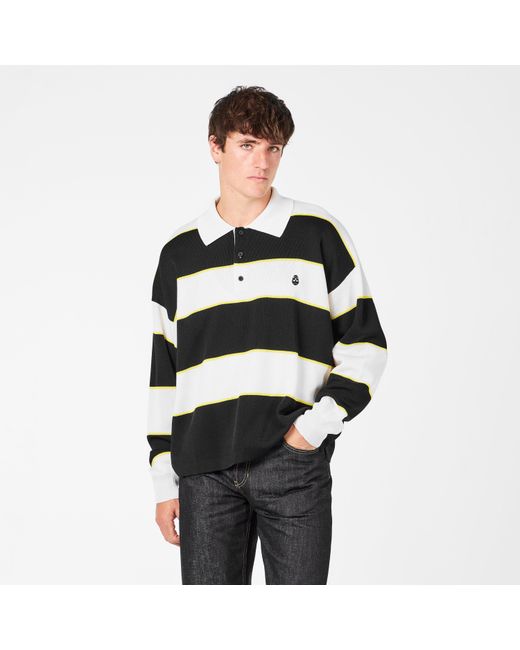 McQueen Black Rugby Contrasting Collar Polo Shirt for men
