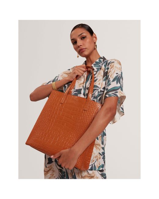 Ted Baker Orange Large Croc Icon Tote Bag