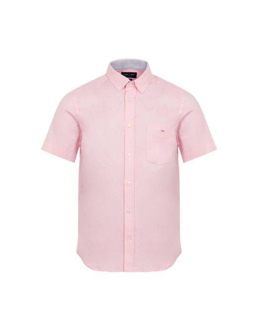 Eden Park Pink Short Sleeved Cotton Shirt for men