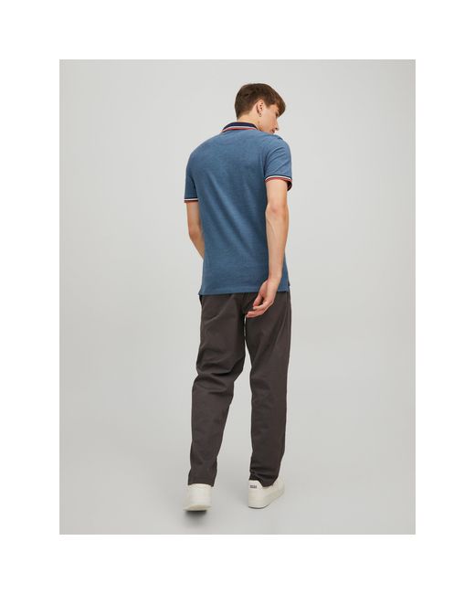 Jack & Jones Blue Paulos Tipped Pique Short Sleeve Polo Shirt for men