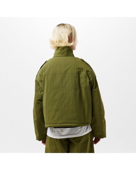EDITED Green Agatha Cropped Double Breasted Cotton Long Sleeve Coach Jacket