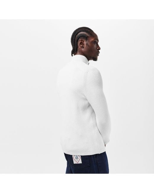 C P Company White Quarter Button Knitted Turtle Neck Jumper for men