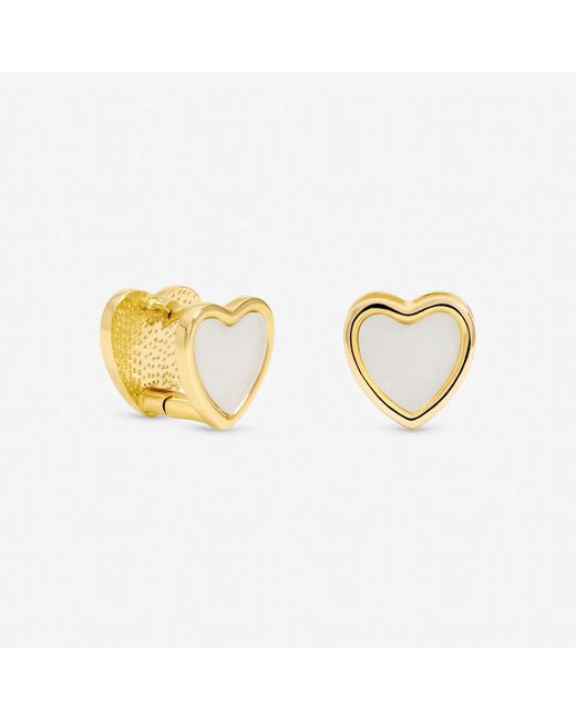 Jon Richard Metallic Plated Mother Of Pearl Heart Hoop Earrings