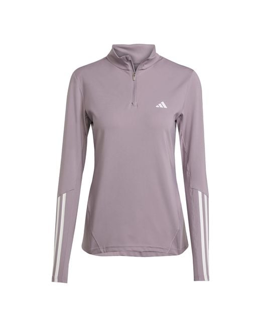 Adidas Purple Long-Sleeve Performance Gym Top